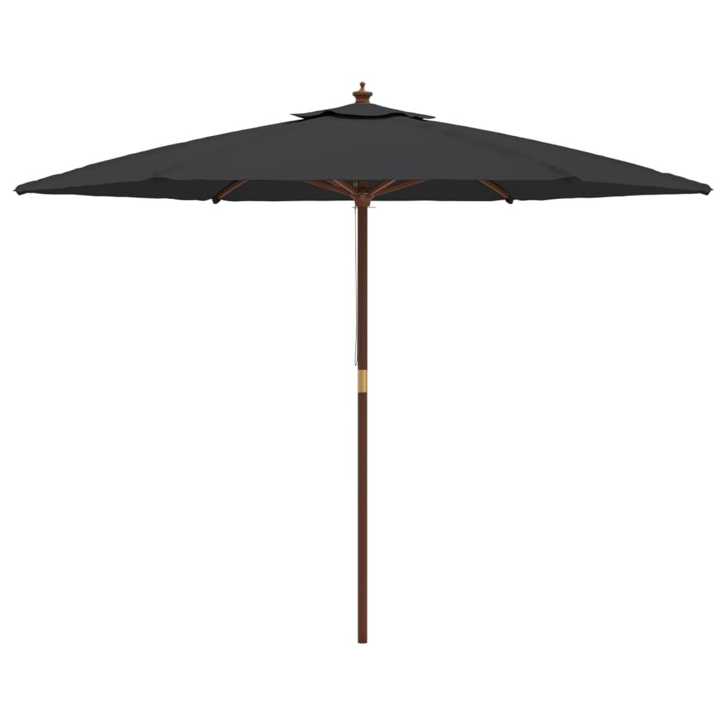 Vidaxl Sombrilla De Jardín Con Poste De Madera Negro 299x240 Cm_3