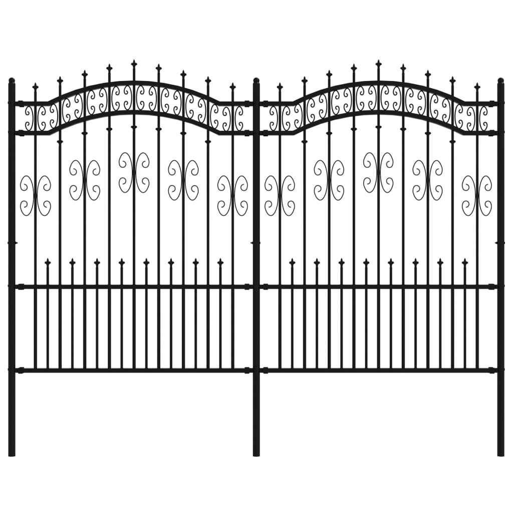 Valla De Jardín Con Punta De Lanza Acero Recubierto Negro 190cm / Vetonek_3