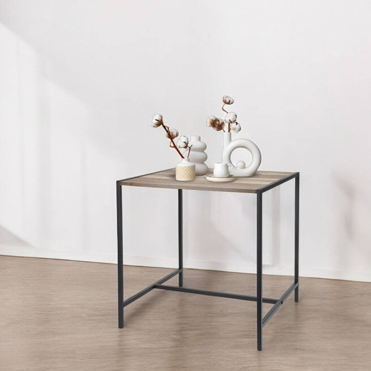 Well Home Mesa Auxiliar De Hierro Y Mdf 49x49,5x49,5cm