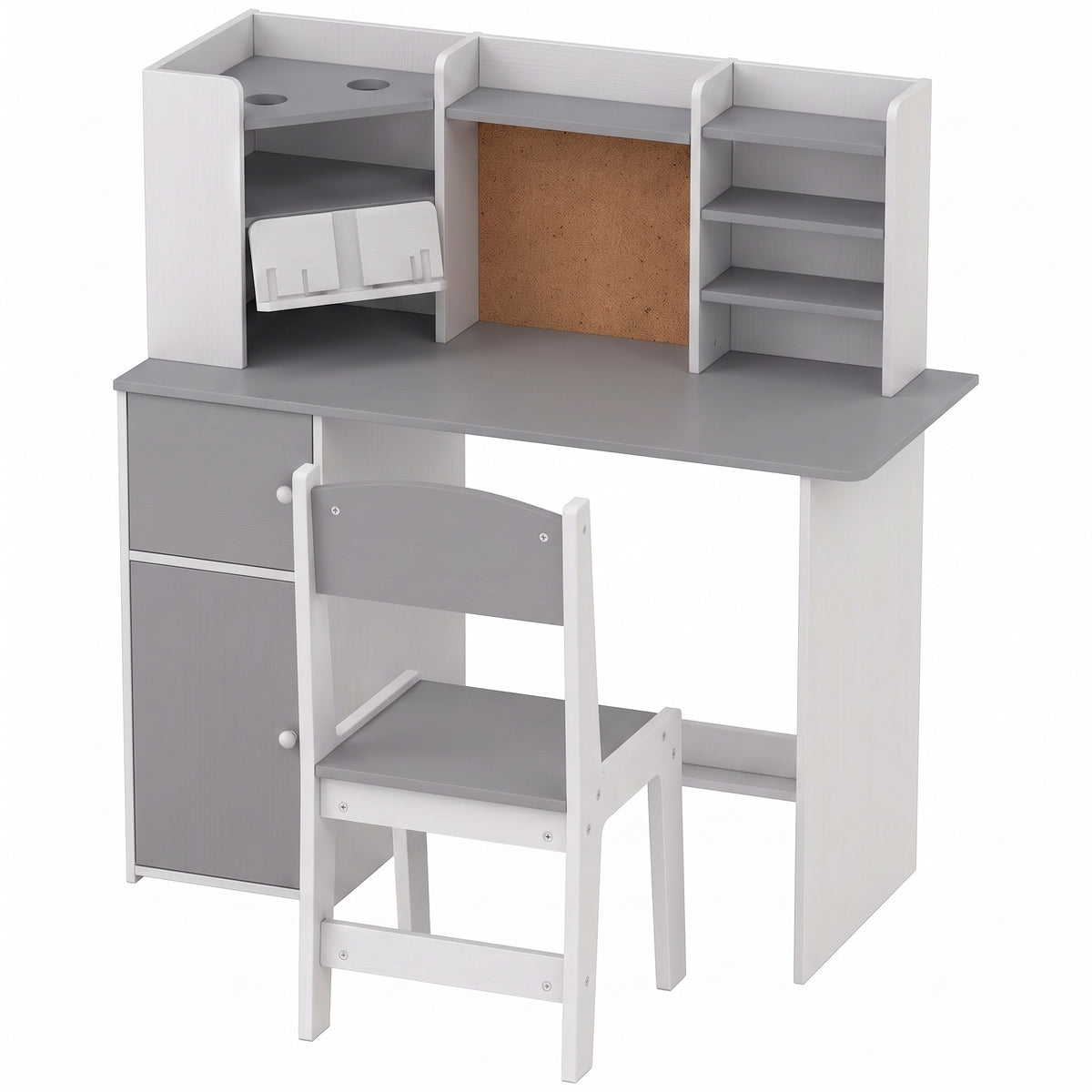 Secretária Infantil Com Cadeira Aiyaplay Mdf Cinzento 90x39x95 Cm_0