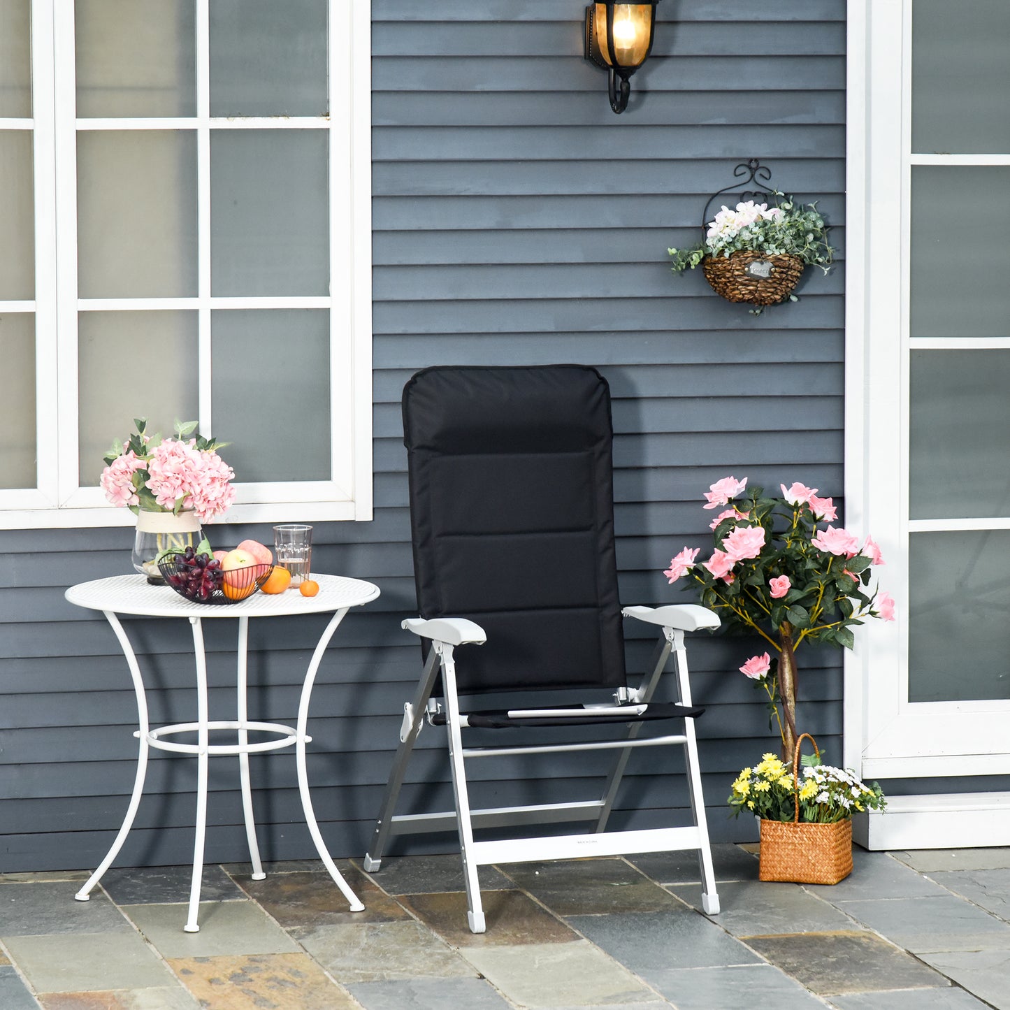 Outsunny Silla De Jardín Plegable Aluminio Con Respaldo Ajustable En 8_1