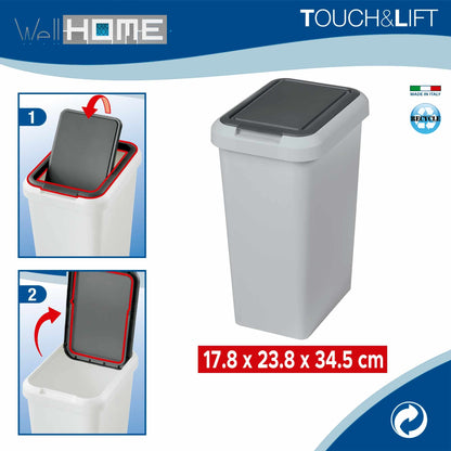 Set 2 Cubos touch & Lift De 9l Gris_1