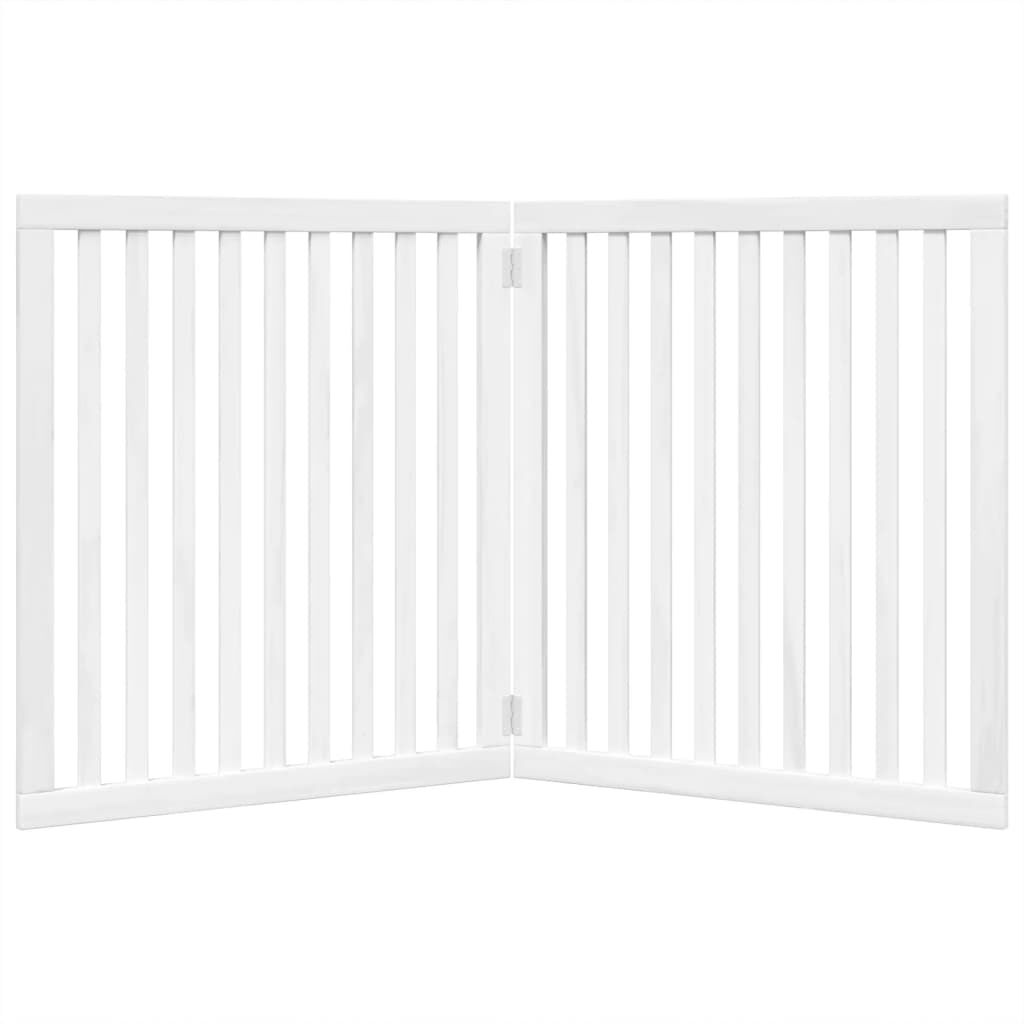 Vidaxl Puerta Para Perros Plegable 2 Paneles Madera Álamo Blanca 160cm_3