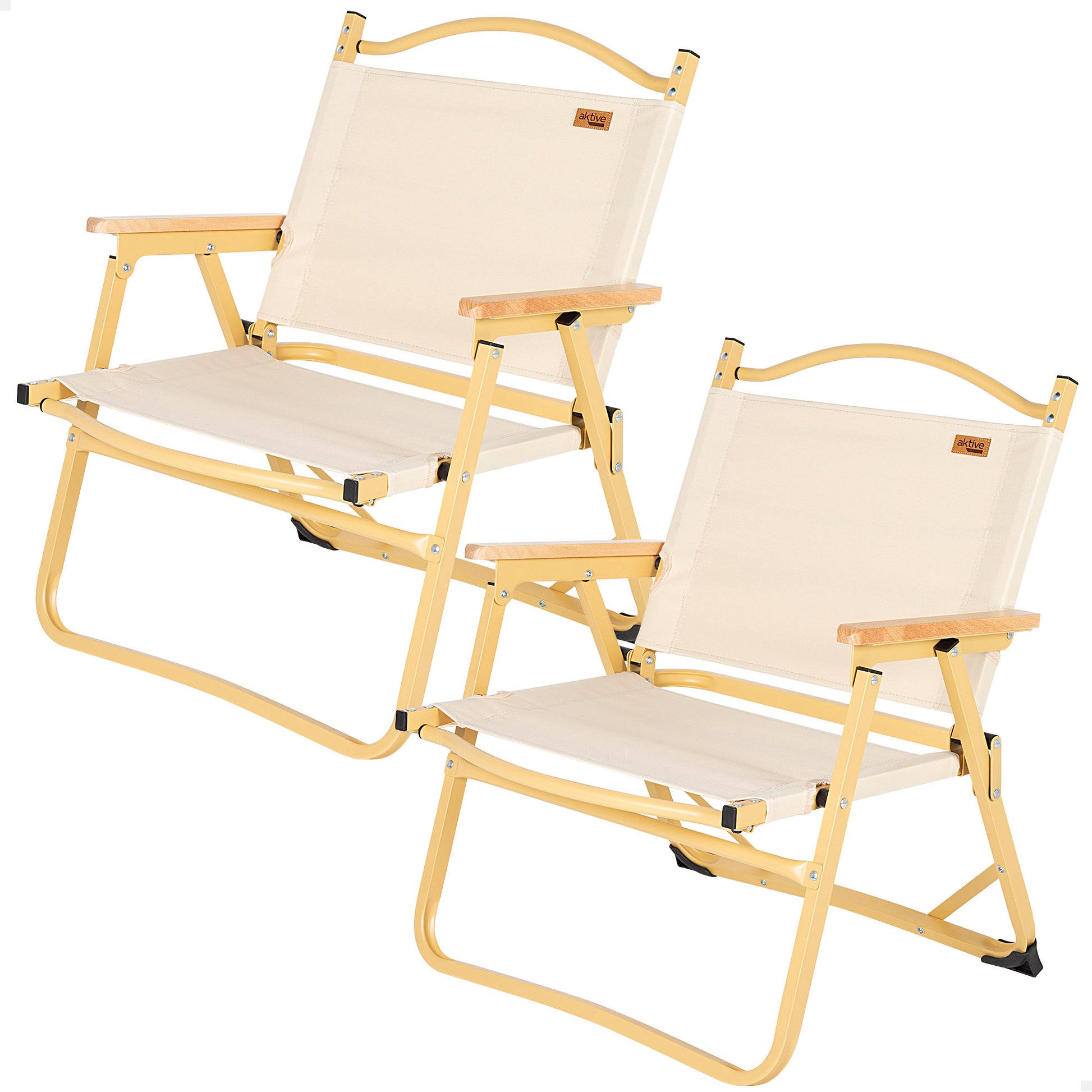 Pack 2 Sillas Plegables Bajas Glamping Crema Aluminio C/bolsillo Aktive_0