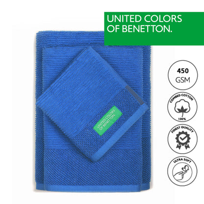 Set 3pcs Toallas De Baño (30x50+50x90+70x140cm) 450 Gsm 100%algodon Azul Casa Benetton_1