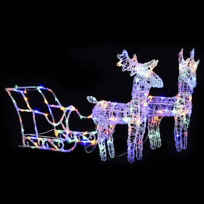 Vidaxl Reno Y Trineo Adorno Navideño 160 Leds Acrílico 130 Cm_1