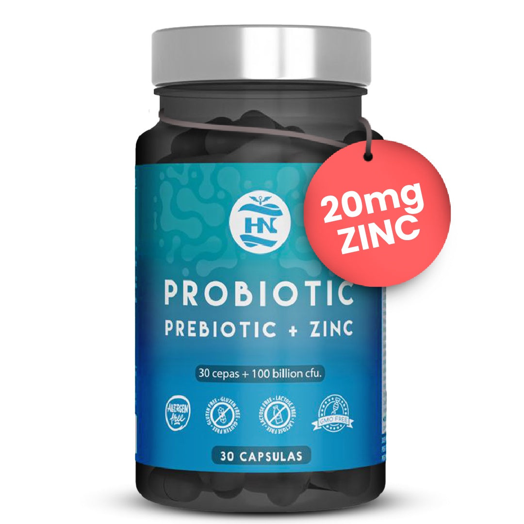 Probioticos Y Prebioticos Intestinales Con Zinc - 30 Caps - 30 Cepas Bacterianas + Inulina Para Apoyo Inmunológico_0