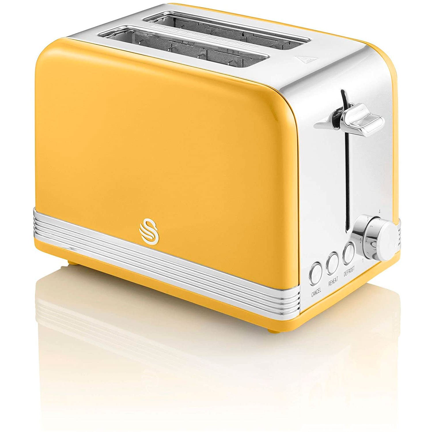 Swan Retro Set Desayuno Hervidor De Agua 1,8 L Inalámbrico, Tostadora 2 Rebanadas Anchas,vintage,stp7050yelneu,amarillo_5