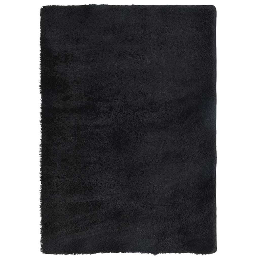 Vidaxl Alfombra Peluda De Pelo Largo Navarra Negra 240x340cm Poliéster_0