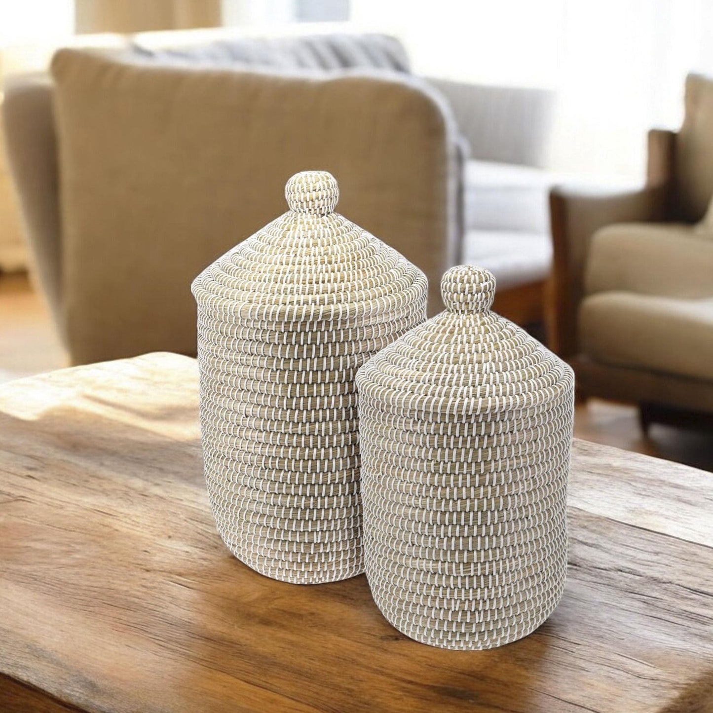 Well Home Conjunto De 2 Cestos Para La Ropa Con Tapa Ø27cmø33,5cm