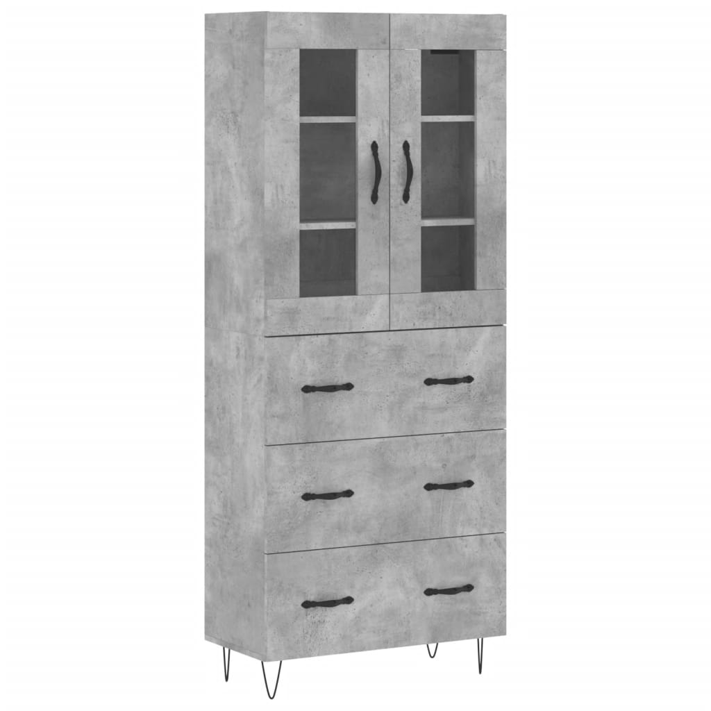 Aparador Alto Madera Contrachapada Gris Hormigón 69,5x34x180 Cm_1