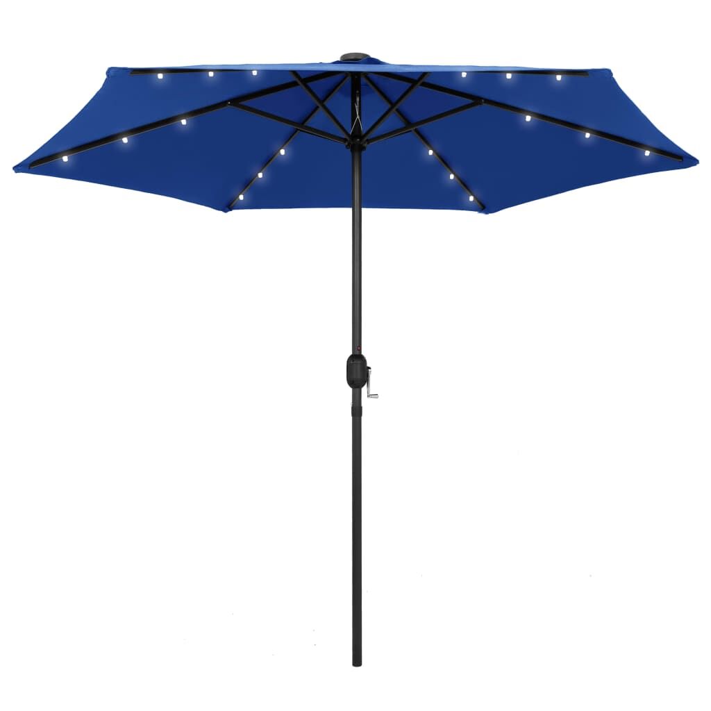 Vidaxl Sombrilla De Jardín Luces Led Palo De Aluminio Azul 270 Cm_0