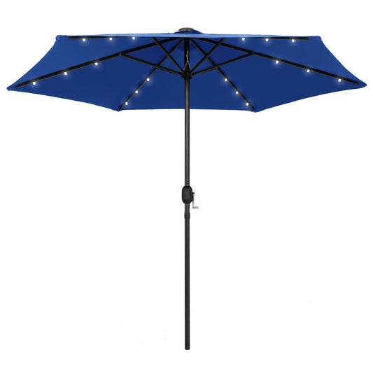 Vidaxl Sombrilla De Jardín Luces Led Palo De Aluminio Azul 270 Cm_0