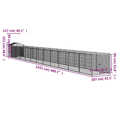 Vidaxl Caseta Perro Tejado Acero Galvanizado Gris Claro 117x1221x123cm_2