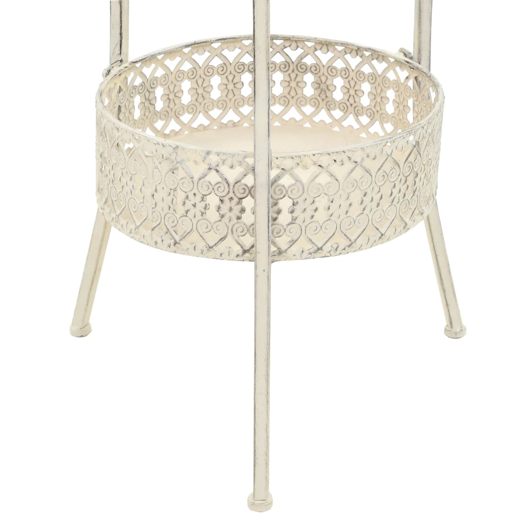 Mesa Bistró Estilo Vintage Metal Redonda 40x70 Cm Blanca_3