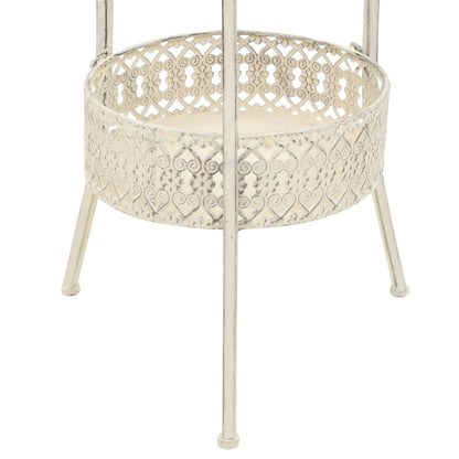 Mesa Bistró Estilo Vintage Metal Redonda 40x70 Cm Blanca_3