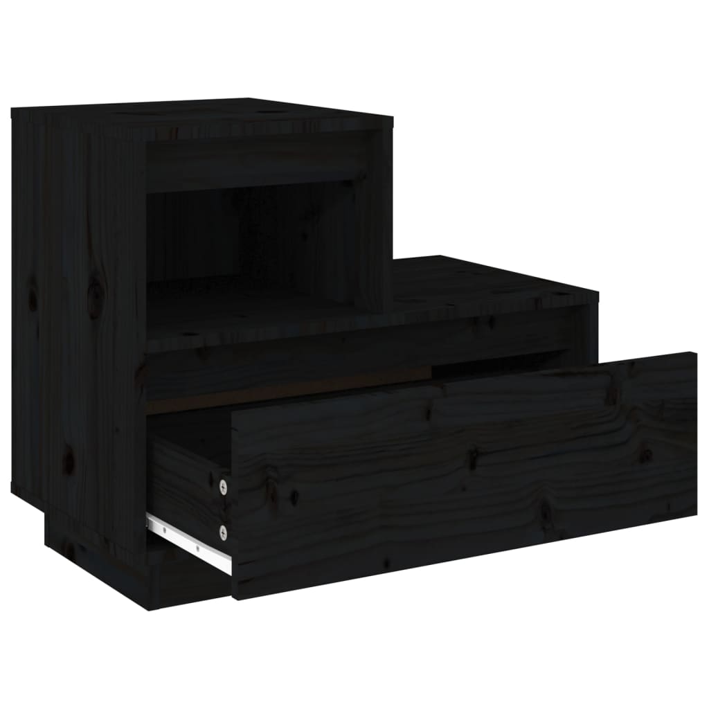 Mesitas De Noche 2 Uds Madera Maciza De Pino Negro 60x34x51 Cm_4
