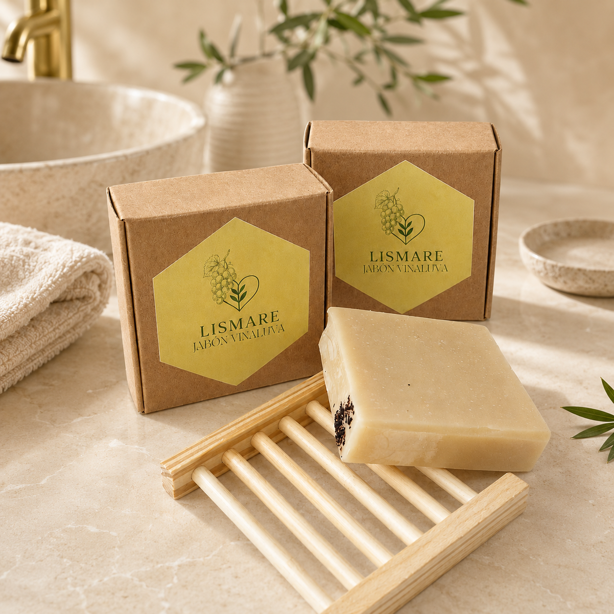 Jabón sólido Vinaluva "uva" para rostro y cuerpo, elaborado con uva blanca y aceites vegetales - 100g - Lismare_5