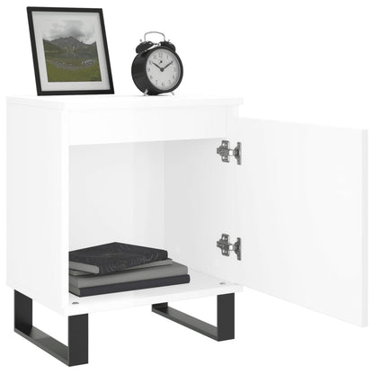 Mesitas Noche 2 Uds Madera Ingeniería Blanco Brillo 40x30x50 Cm_2