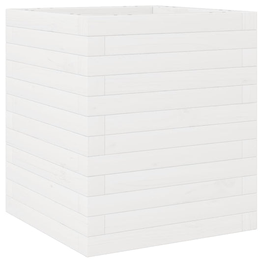 Jardinera De Madera Maciza De Pino Blanca 40x40x46 Cm_0