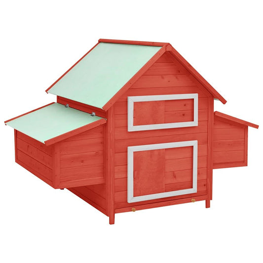 Vidaxl Gallinero Madera Maciza De Abeto Rojo Y Blanco 150x96x110 Cm_0