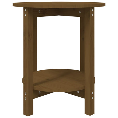 Mesa De Centro De Madera Maciza De Pino Marrón Miel Ø55x60 Cm_3