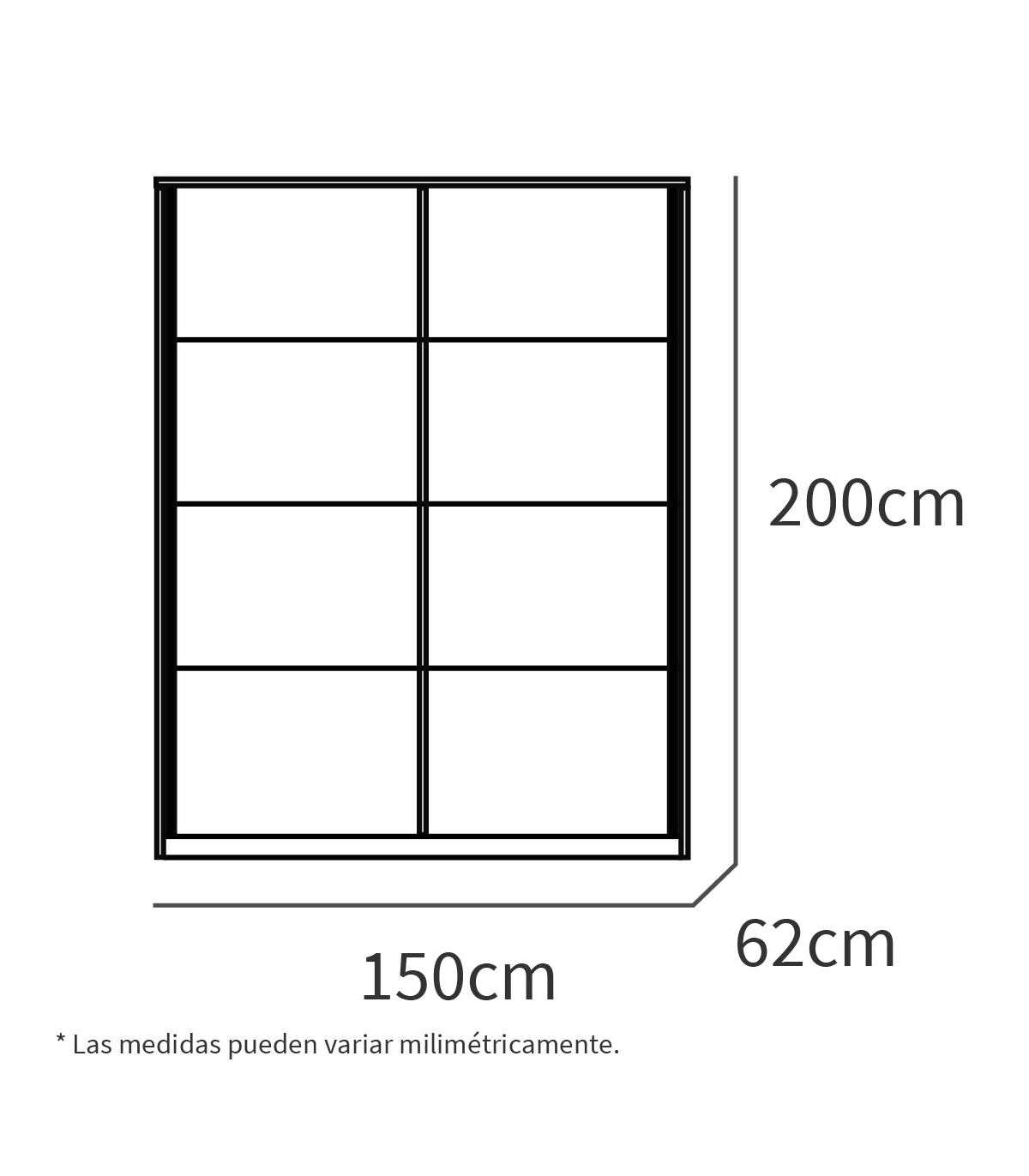 Armario Ropero 2 Puertas Correderas Onix Acabado Roble Aurora/blanco, 200 Cm(alto)150 Cm(a_3