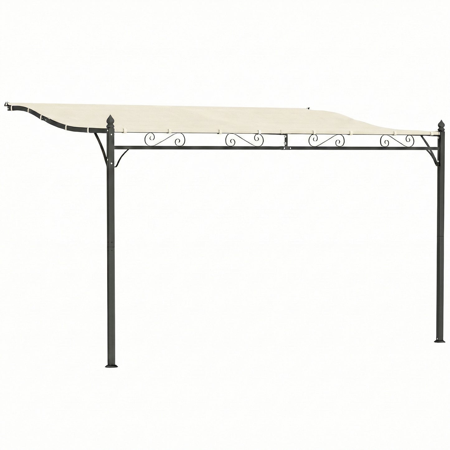 Outsunny Pérgola De Pared 2,5x3,5 M Con Techo Inclinado Marco Metálico Crema_0