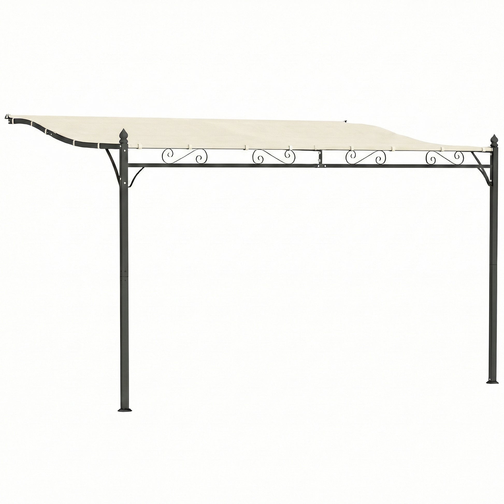 Outsunny Pérgola De Pared 2,5x3,5 M Con Techo Inclinado Marco Metálico Crema_0