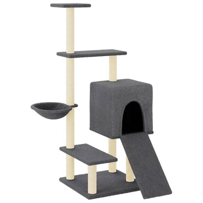Rascador Para Gatos Con Postes De Sisal Gris Oscuro 130,5 Cm_0
