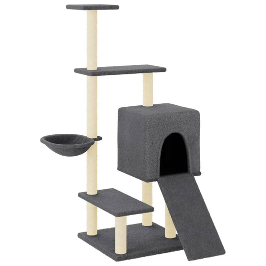 Rascador Para Gatos Con Postes De Sisal Gris Oscuro 130,5 Cm_0