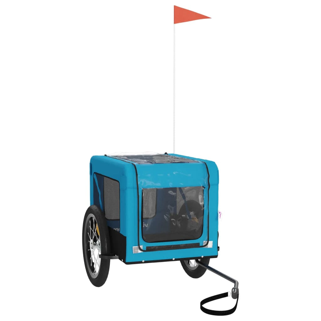 Vidaxl Remolque De Bicicleta Mascotas Hierro Tela Oxford Azul Negro_3