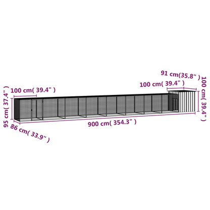 Vidaxl Gallinero De Acero Galvanizado Gris 900x91x100 Cm_2