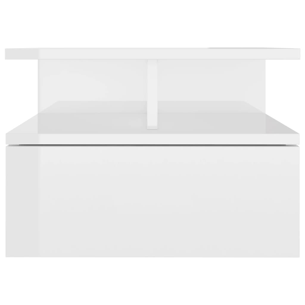 Mesita De Noche Flotante 2 Uds Madera Blanco Brillo 40x31x27 Cm_2