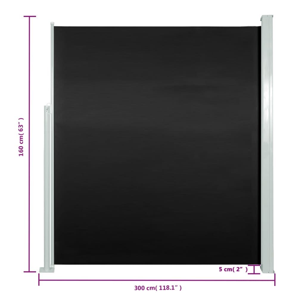 Vidaxl Toldo Lateral Retráctil De Jardín Negro160x300 Cm_2