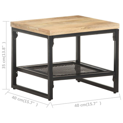 Mesa Auxiliar De Madera Maciza De Mango 40x40x35 Cm_4