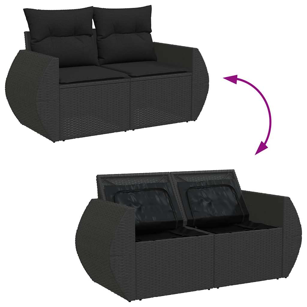 Set De Sofás De Jardín Y Cojines 8 Piezas Ratán Sintético Negro / Vetonek_0