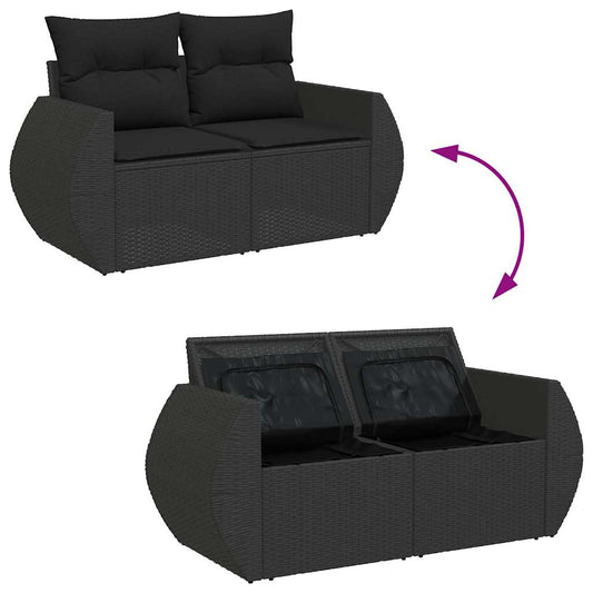 Set De Sofás De Jardín Y Cojines 8 Piezas Ratán Sintético Negro / Vetonek_0