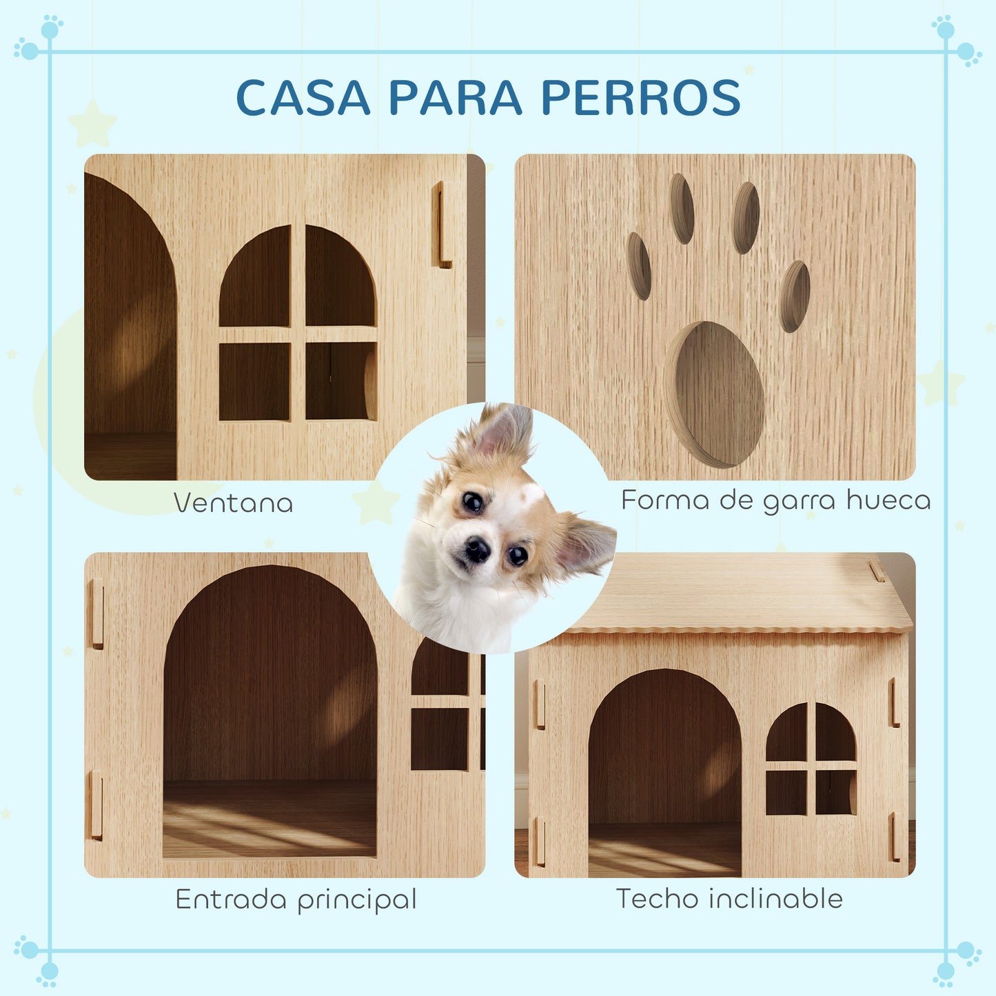 Pawhut Caseta Para Perros Casa Para Perros Interior Con Ventana Diseño De Garra Hueca Casita Para Perros Y Gatos 49_3