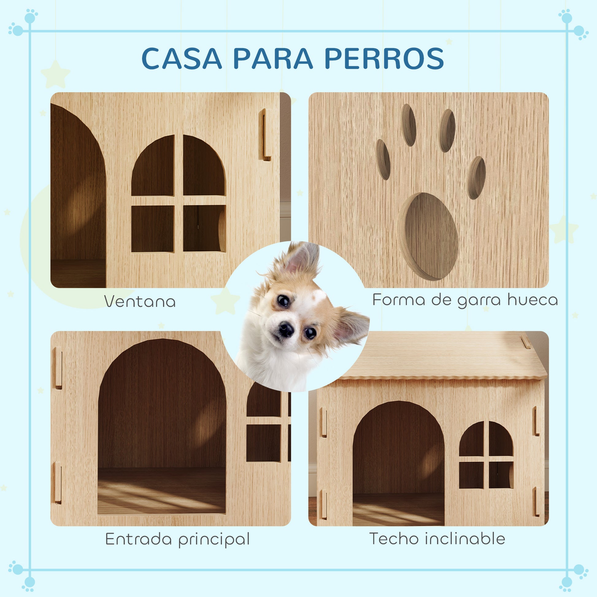 Pawhut Caseta Para Perros Casa Para Perros Interior Con Ventana Diseño De Garra Hueca Casita Para Perros Y Gatos 49_3