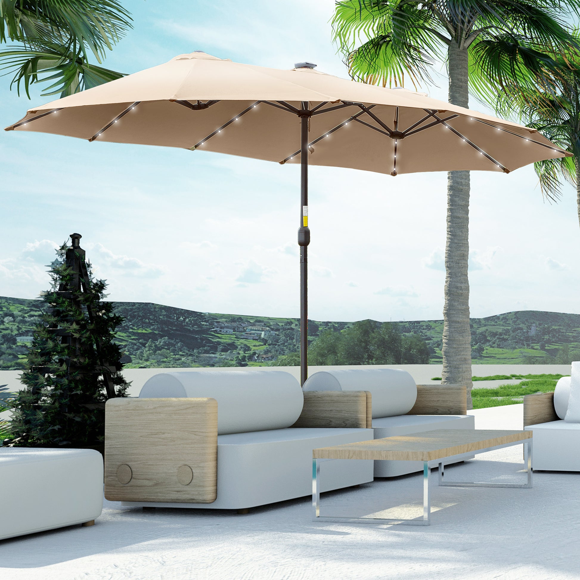 Outsunny Sombrilla Doble Con 48 Luces Led_1