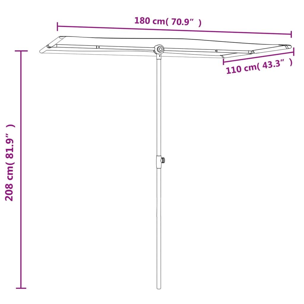 Vidaxl Sombrilla De Jardín Con Palo De Aluminio Tape 180x110 Cm_2