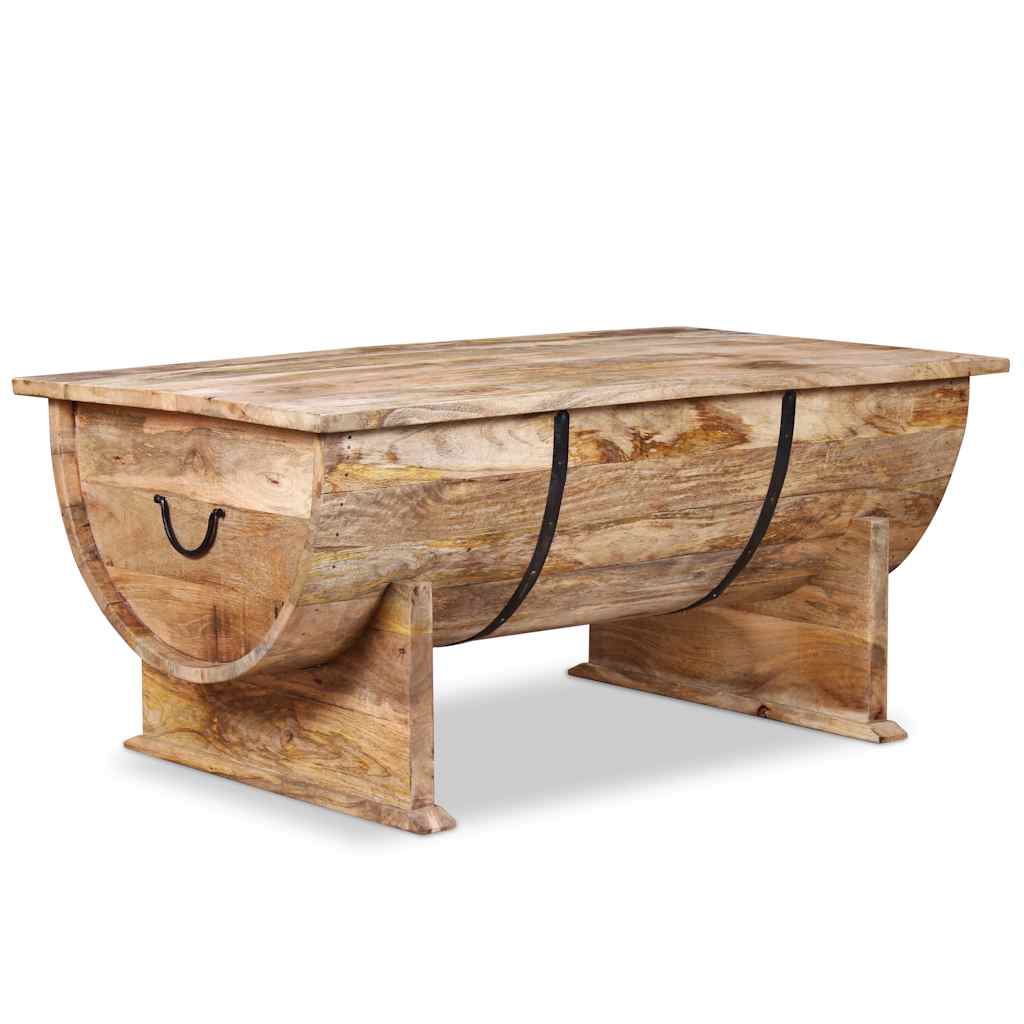 Mesa De Centro De Madera Maciza De Mango 88x50x40 Cm_2