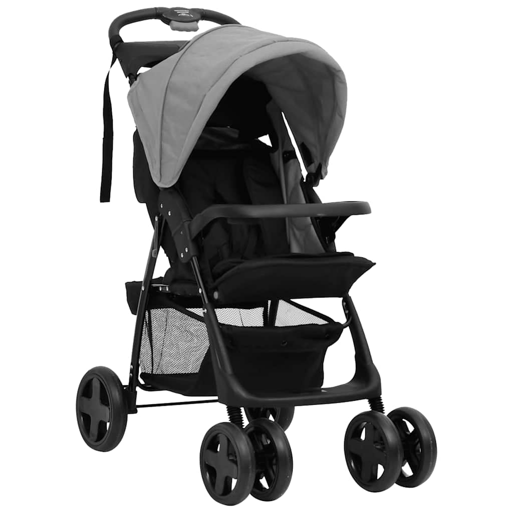 Vidaxl Carrito De Bebés 2 En 1 De Acero Gris Claro Y Negro_1