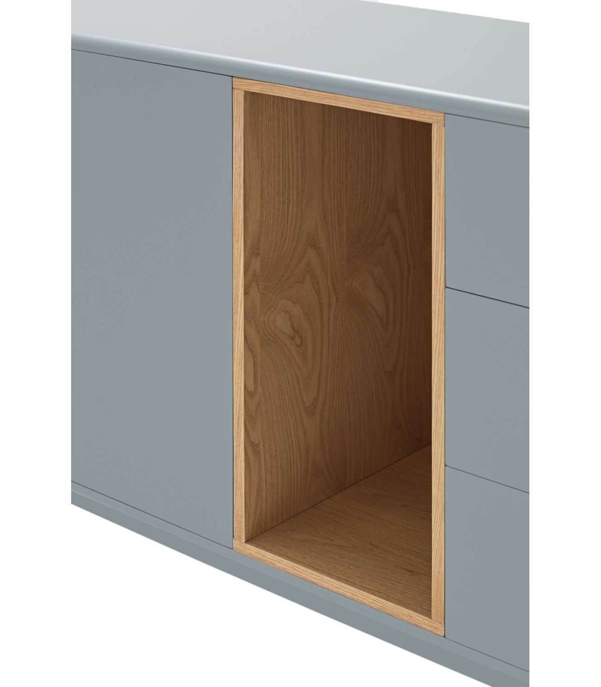 Mueble Auxiliar Modelo Corvo 3 Puertas 3 Cajones Acabado Gris Perla, 40cm(ancho) 120cm(al_4
