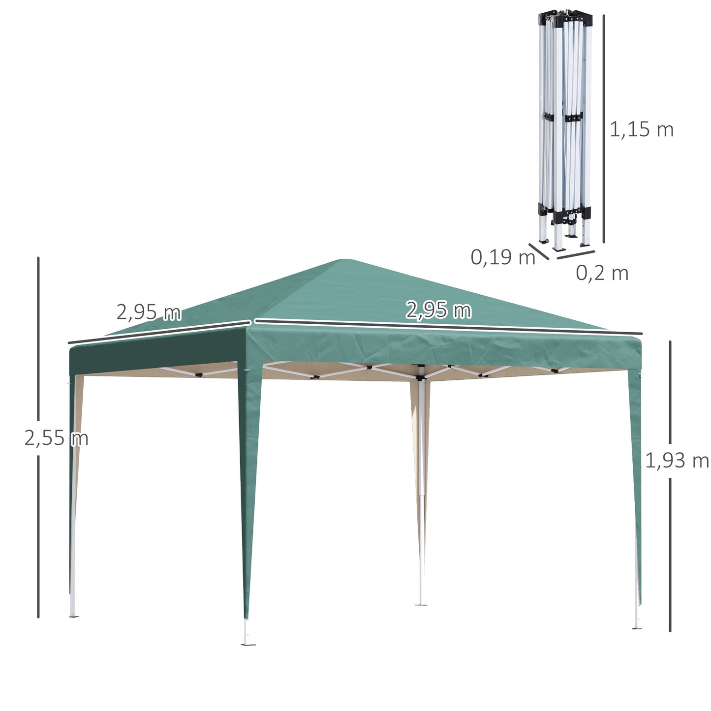 Outsunny Carpa Plegable 3x3 M Con Bolsa De Transporte Altura Ajustable Verde_2