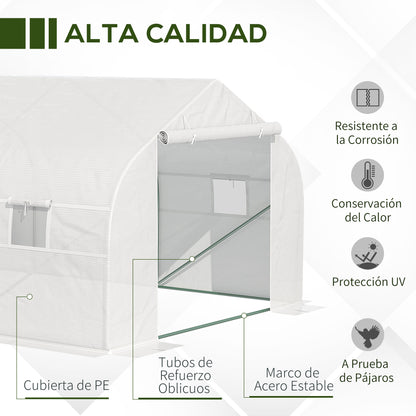 Outsunny Invernadero De Jardín 6x3x2 M Tipo Túnel Para Cultivo Plantas_3