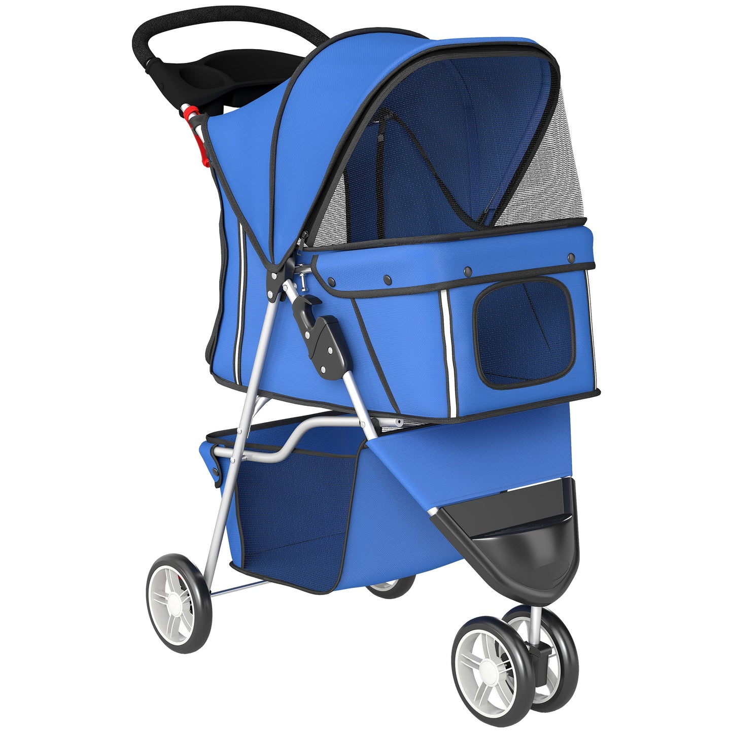 Pawhut Cochecito Para Perros Plegable Con Cesta De Almacenaje 77x44x102 Cm Azul_0