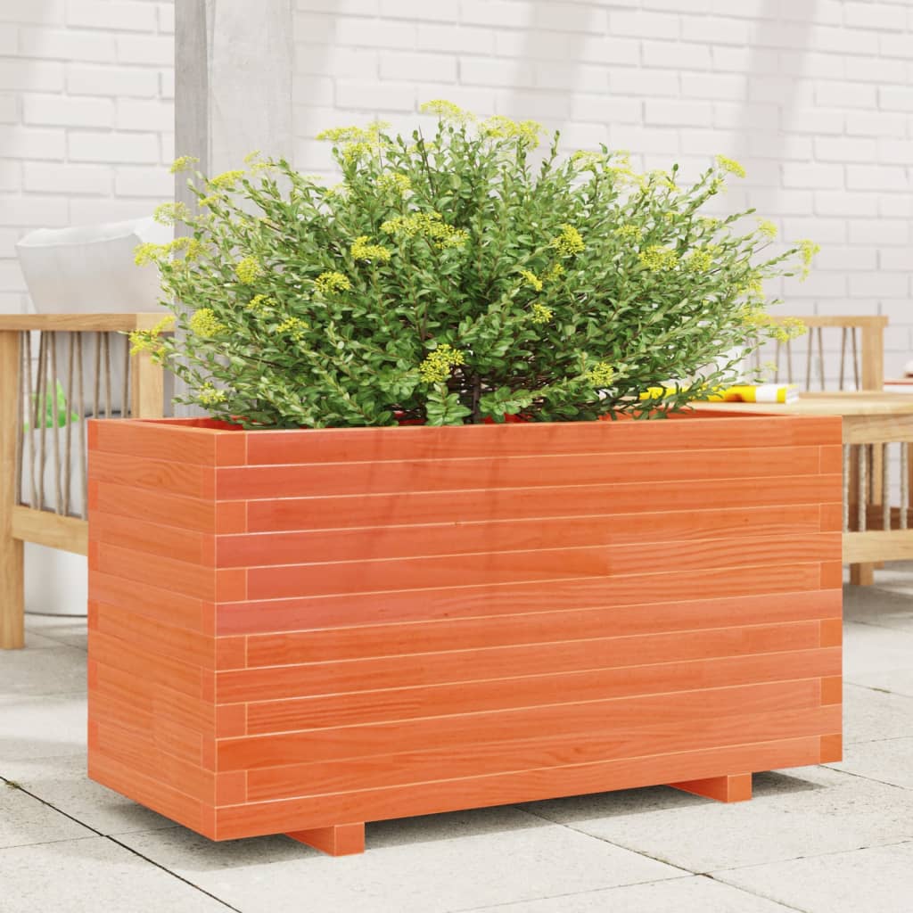 Jardinera Madera Maciza De Pino Marrón Cera 90x40x49,5 Cm_2