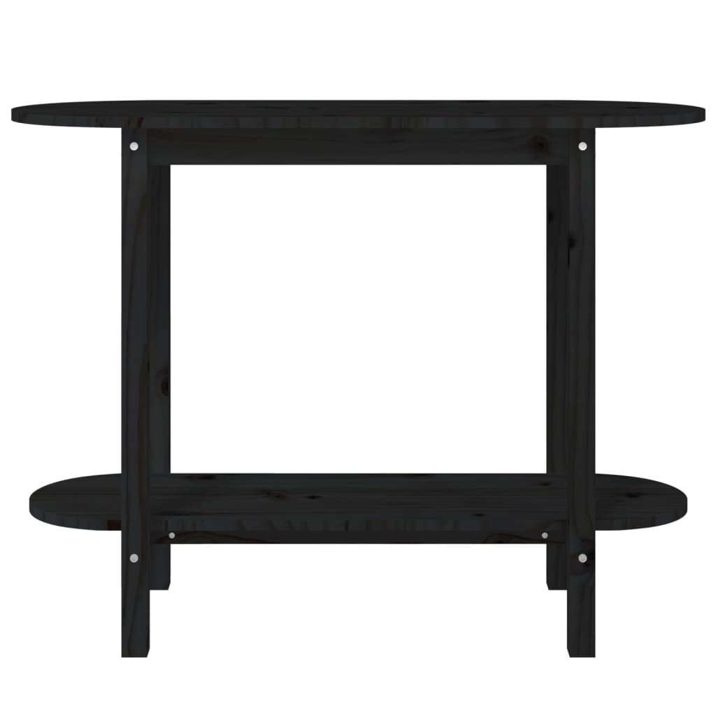 Mesa Consola Madera Maciza De Pino Negro 110x40x80 Cm_3
